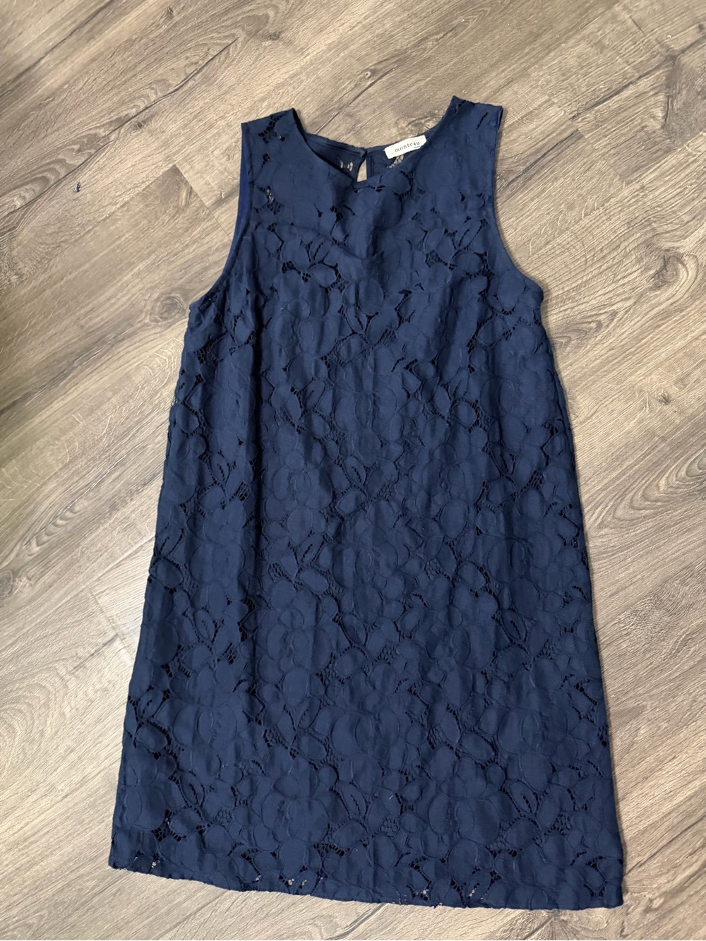 Monteau Navy Lace Sleeveless Shift Dress